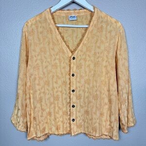 CP Shades Embroidered Scalloped Button Down Shirt